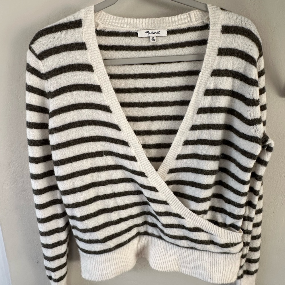 Madewell Elthorne Stripe Wrap Front Sweater